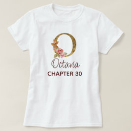バースデーに薔薇とゴールドのモノグラム オ Tシャツ