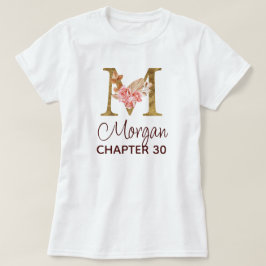 バースデーに薔薇とゴールドのモノグラムM Tシャツ