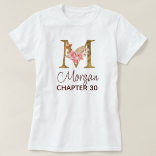 バースデーに薔薇とゴールドのモノグラムM Tシャツ