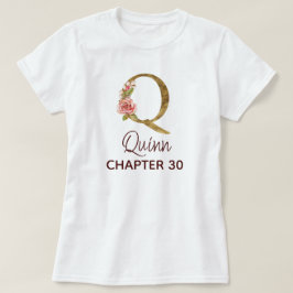 バースデーに薔薇とゴールドのモノグラムQ Tシャツ