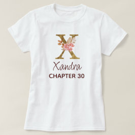 バースデーに薔薇とゴールドのモノグラムX Tシャツ