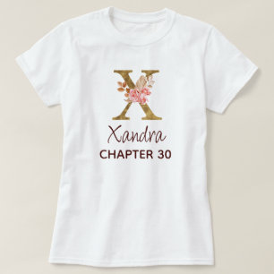 バースデーに薔薇とゴールドのモノグラムX Tシャツ