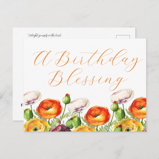 バースデーの祝福 フラワーリース ポストカード (正面/裏面)