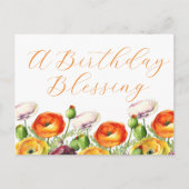 バースデーの祝福 フラワーリース ポストカード (正面)