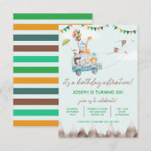 バースデーアドベンチャー 飛ぶ動物たち  誕生日 招待状 (正面/裏面)