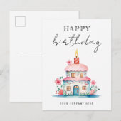 バースデーウィッシュ バースデーケーキ ハウス リアルティ ポストカード (正面/裏面)