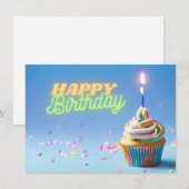 バースデーカップケーキ 招待状 (正面/裏面)