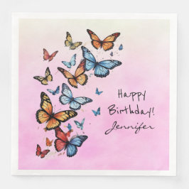 バースデーカラフルタパーティバタフライペーパーナプキン