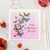 バースデーカラフルタパーティバタフライペーパーナプキン (インサイチュ)