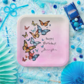 バースデーカラフルティパーティバタフライ紙プレート ペーパープレート (パーティー)