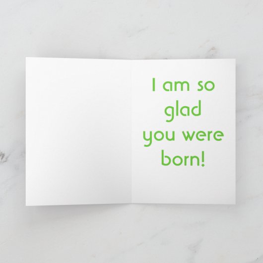 バースデーカード、「本当に良かった生まれよ」 カード (内部)