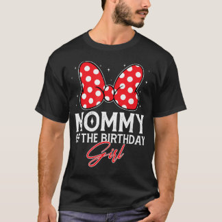 バースデーガールのママ かわいいピンクのリボン ファミリー Tシャツ