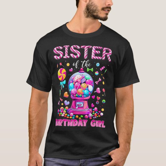 バースデーガールの姉妹のスイートキャンディバースデー Tシャツ (正面)