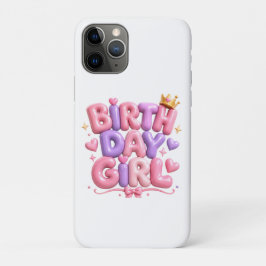 バースデーガールバルーン文字PNG | かわいいピンクの誕生日 iPhone 11 PROケース