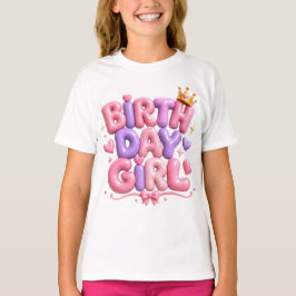 バースデーガールバルーン文字PNG | かわいいピンクの誕生日 Tシャツ