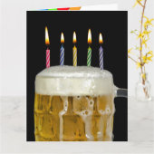 バースデーキャンドル付きの大きなビアマグ カード (黄色い花)