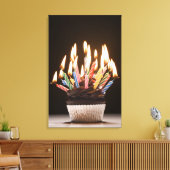 バースデーキャンドル付きカップケーキ キャンバスプリント (インサイチュ (リビング))