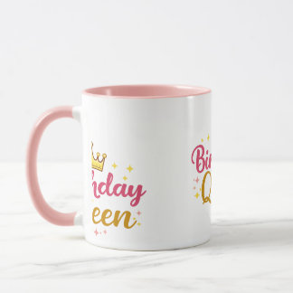 バースデークイーン クラウンデザイン – かわいいピンクゴールドの誕生日 マグカップ