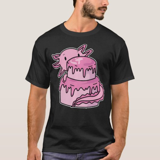 バースデーケーキを持つウーパールーパー Tシャツ (正面)