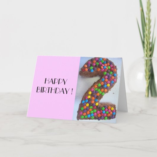 バースデーケーキピンク カード (正面)