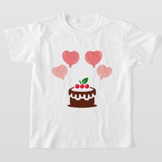 バースデーケーキプリントガールズTシャツ Tシャツ (レイダウン)