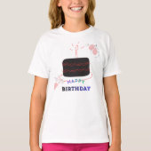 バースデーケーキ プリント ガールズ Tシャツ (正面)