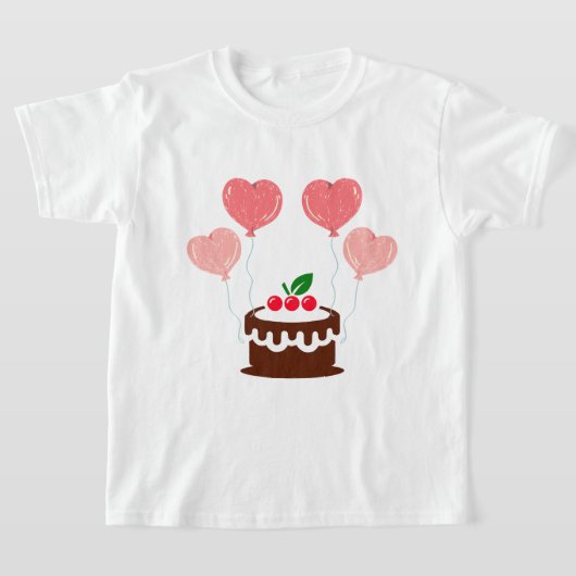 バースデーケーキ プリント キッズ Tシャツ (レイダウン)