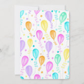 バースデーケーキ レインボー ガール パステル 招待状 (裏面)