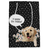 バースデーゴールデンレトリバーinデイジー ミディアムペーパーバッグ (正面)