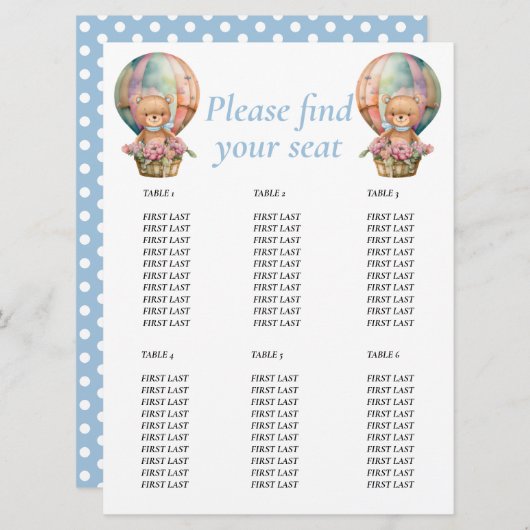 バースデーテディーバルーン 招待状 (正面/裏面)