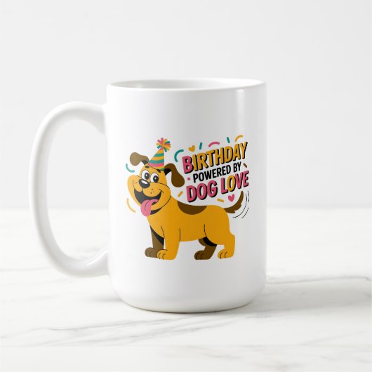 バースデードッグラブパーティーイラスト コーヒーマグカップ (左)