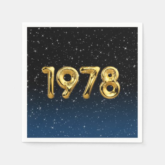 バースデーバルーン 1978 星柄 スタンダードカクテルナプキン (正面)