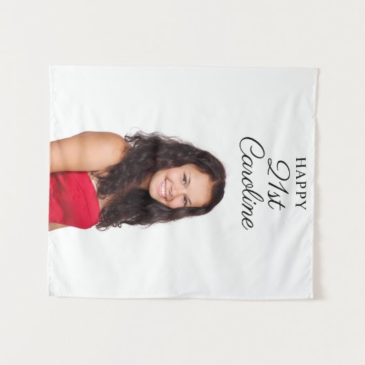 バースデーパカスタムーティーモダンフォトガール タペストリー (正面(横))