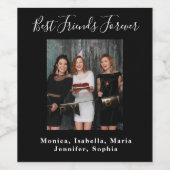 バースデーパカスタムーティー写真の友達は永遠に黒 ワインラベル (シングルラベル)