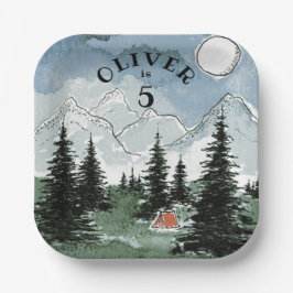 バースデーパパーソナライズされたーティープレートキャンプ ペーパープレート