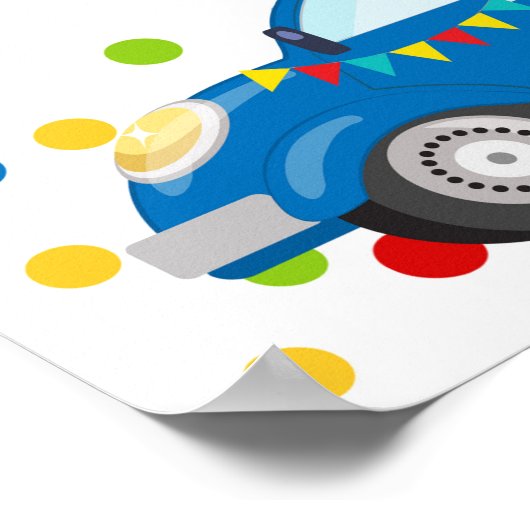 バースデーパレードでドライブ、誕生日パーティーのサイン ポスター (角)