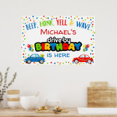 バースデーパレードでドライブ、誕生日パーティーのサイン ポスター (キッチン)