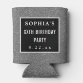 バースデーパーティエレガントグリッターモダンタイポグラフィ 缶クーラー (裏面)