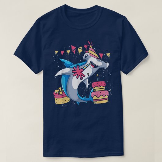 バースデーパーティキュートシャーク海動物愛好家ハムメ Tシャツ (デザイン正面)
