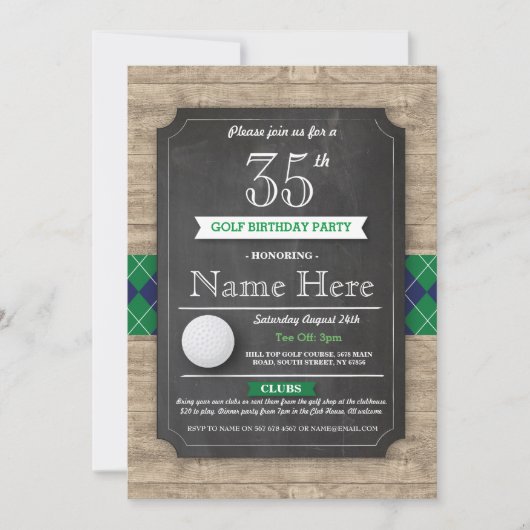 バースデーパーティゴルフボールアニーエイジゴルフ招待状 招待状 (正面)