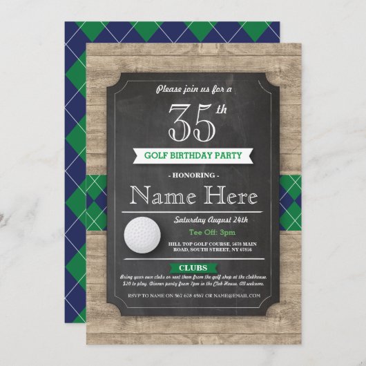 バースデーパーティゴルフボールアニーエイジゴルフ招待状 招待状 (正面/裏面)