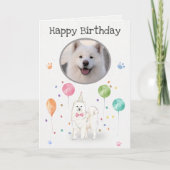 バースデーパーティサモエードドッグアニマルカード カード (正面)