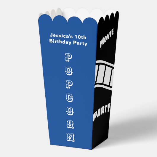 バースデーパーティスナックムービーナイトカスタムポップコーン フェイバーボックス (正面)