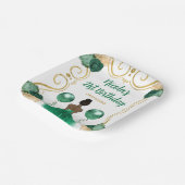 バースデーパーティダークスキンプリンセスイン緑 ペーパープレート (傾斜あり)