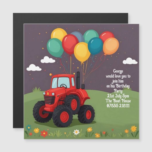 バースデーパーティパーソナライズされた招待状。 (正面/裏面)