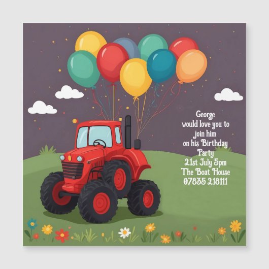 バースデーパーティパーソナライズされた招待状。 (正面)