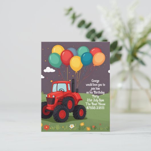 バースデーパーティパーソナライズされた招待状。 ポストカード (スタンド正面)