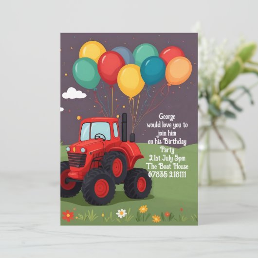 バースデーパーティパーソナライズされた招待状。 招待状 (スタンド正面)