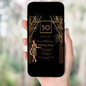 バースデーパーティブラック金ゴールド1920年のスタイル花火 招待状