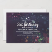 バースデーパーティブルゴーニュフローラパープルライツフォト 招待状 (裏面)